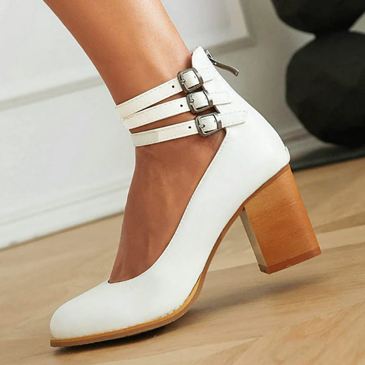 Jadara Triple Buckle Artisanal Heels