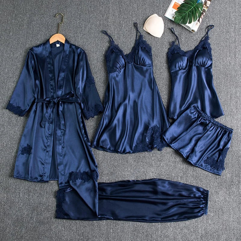 Ice Silk - 5-Piece Nightgown Set