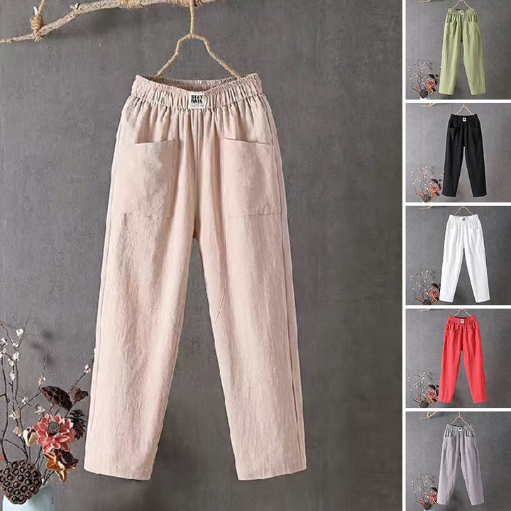 Baya Cotton-Linen Trousers with elastic waist