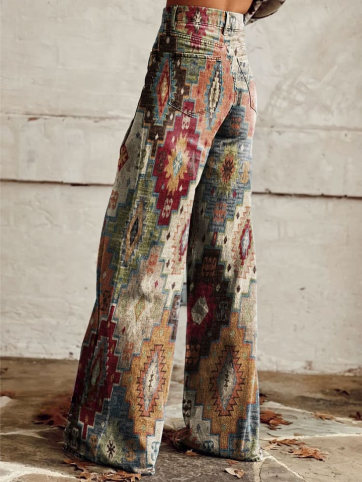 Vintage Flared Pants with Bohemian Patterns