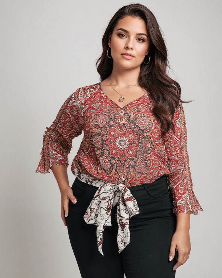Arabella | Classic Red Printed Top