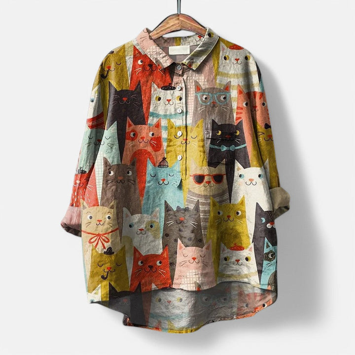 Frida Dog Mama | Stylish Modern Blouse Featuring Artistic Prints