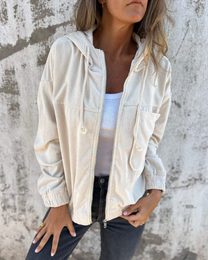 Danna - Corduroy Hooded Jacket with Zip