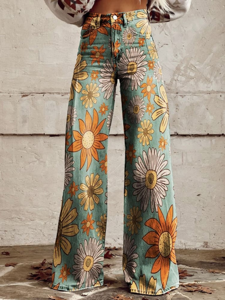 Vintage Flared Pants | Floral Joy