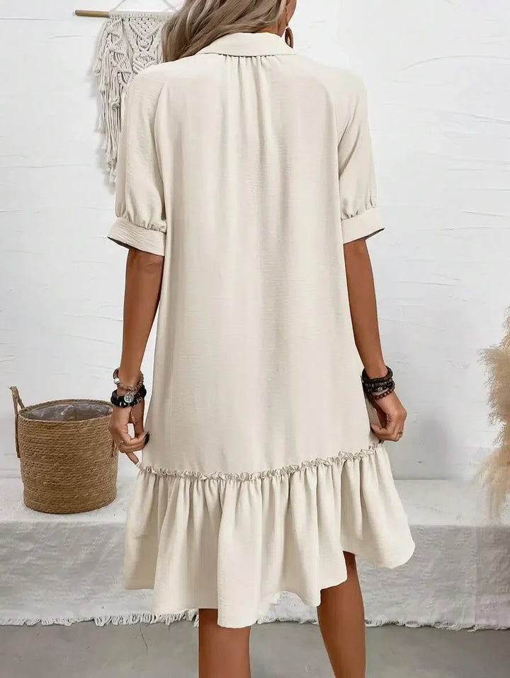 Aliya – Button-Down Ruffle Hem Dress