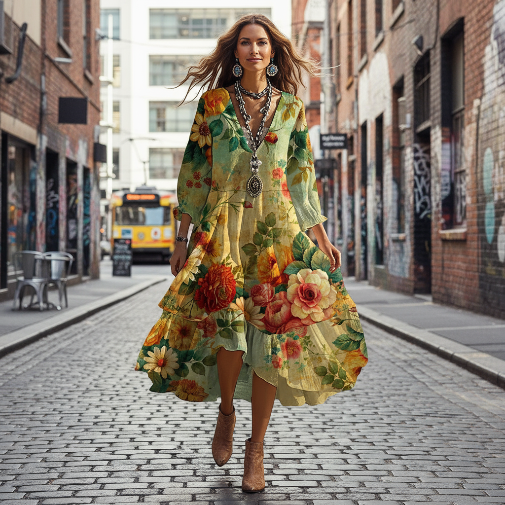 Clara | Elegant Floral Midi Dress