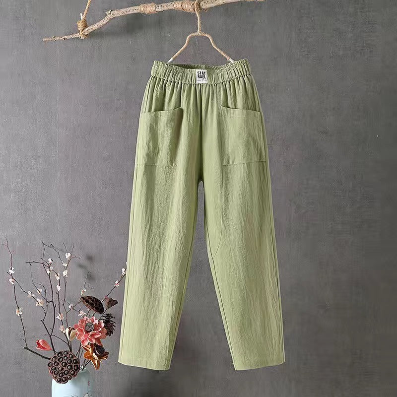 Baya Cotton-Linen Trousers with elastic waist