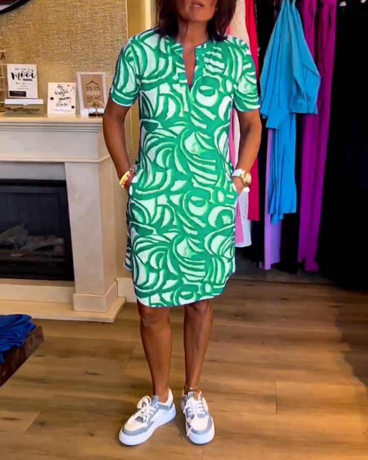 Maureen Printed Short-Sleeve Dress