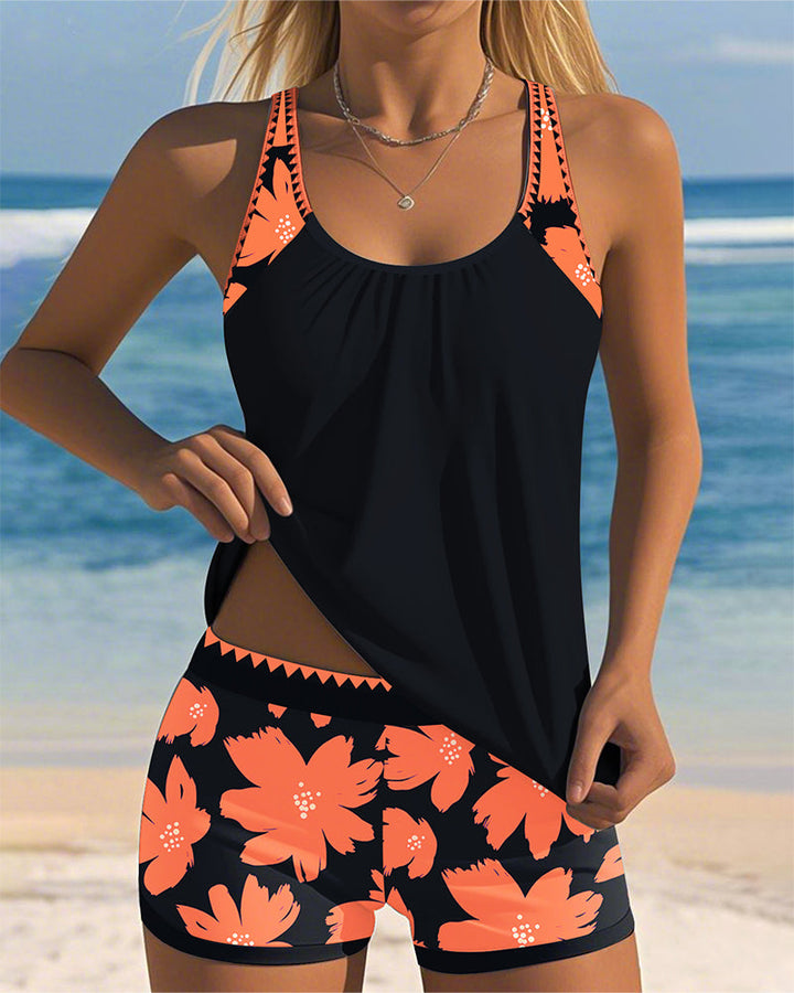 Judith - U-Neck Sleeveless Printed Swim Tank