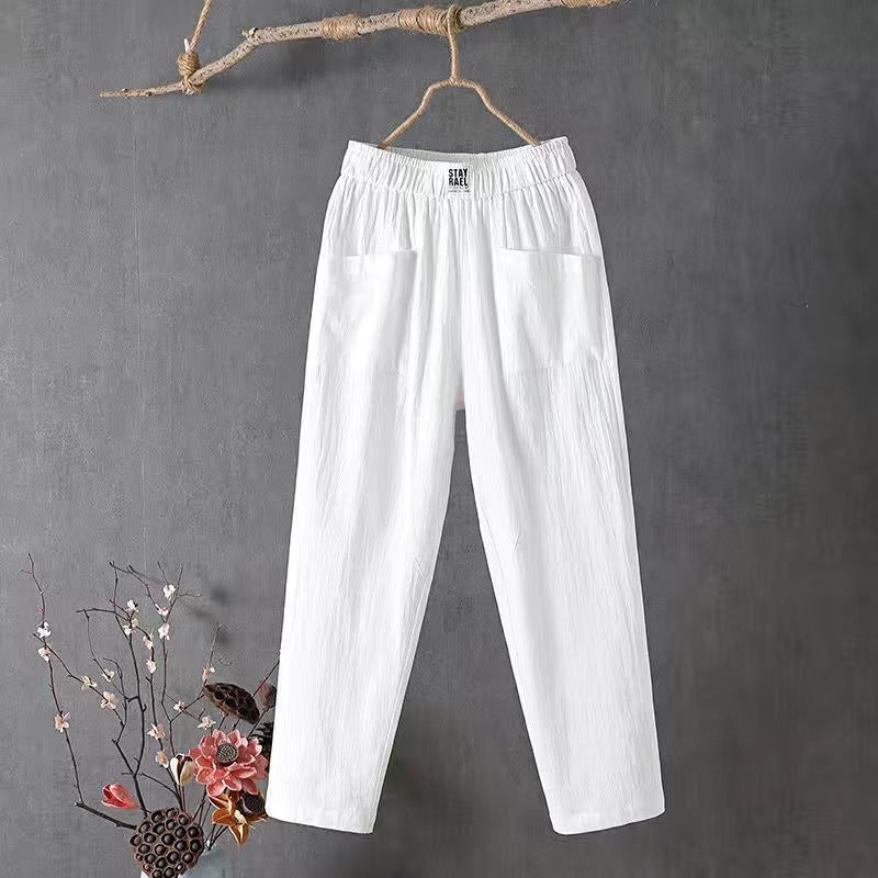 Baya Cotton-Linen Trousers with elastic waist