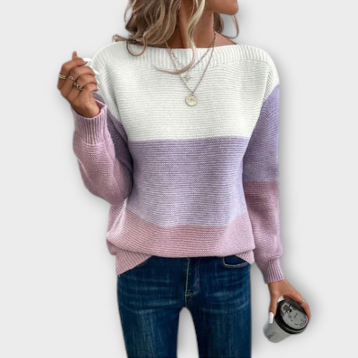 Kaye | Elegant Three-Colour Patchwork Sweater