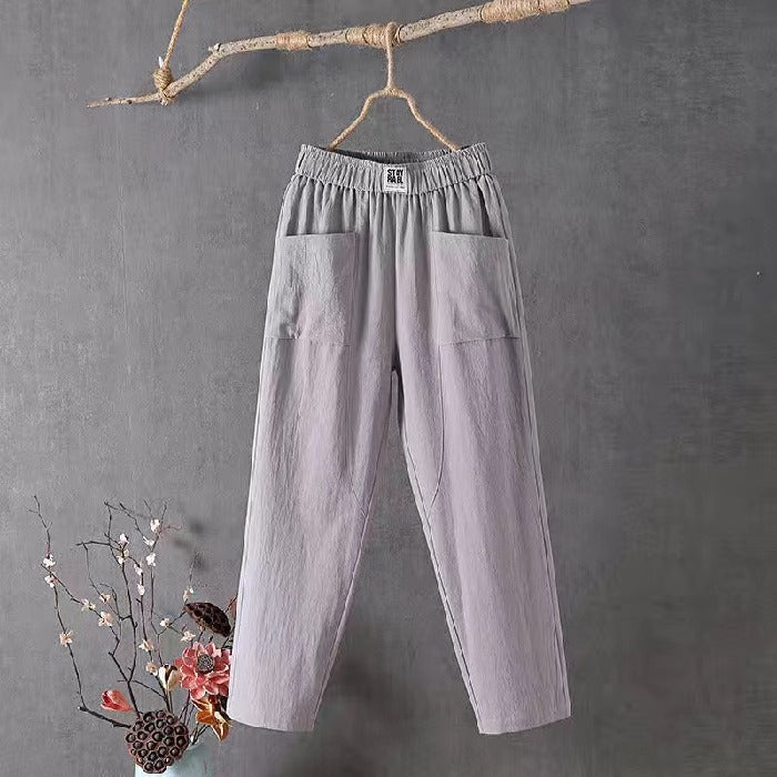 Baya Cotton-Linen Trousers with elastic waist