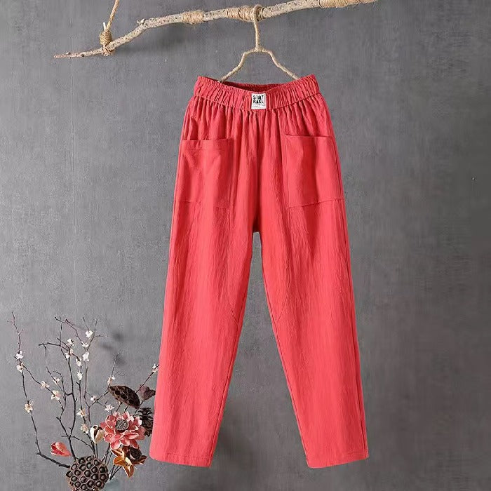 Baya Cotton-Linen Trousers with elastic waist