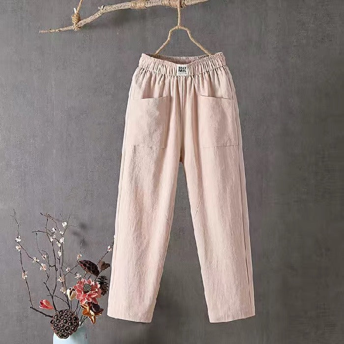 Baya Cotton-Linen Trousers with elastic waist