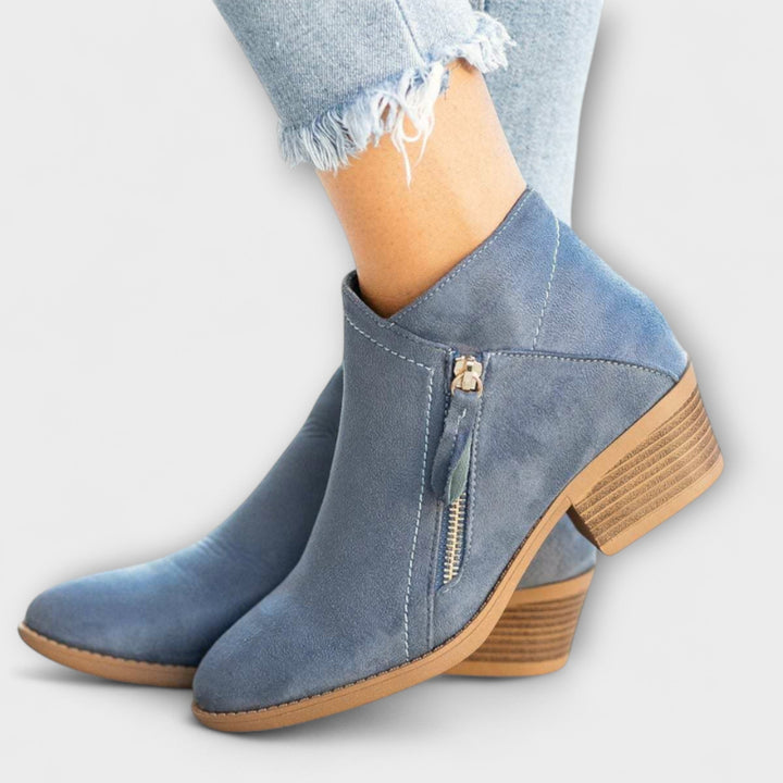 Larisa™ – Block Heel Suede Ankle Boots