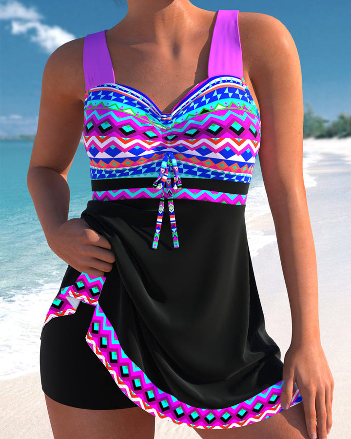 Eliza | Swimsuit with Lacing and Striped Print