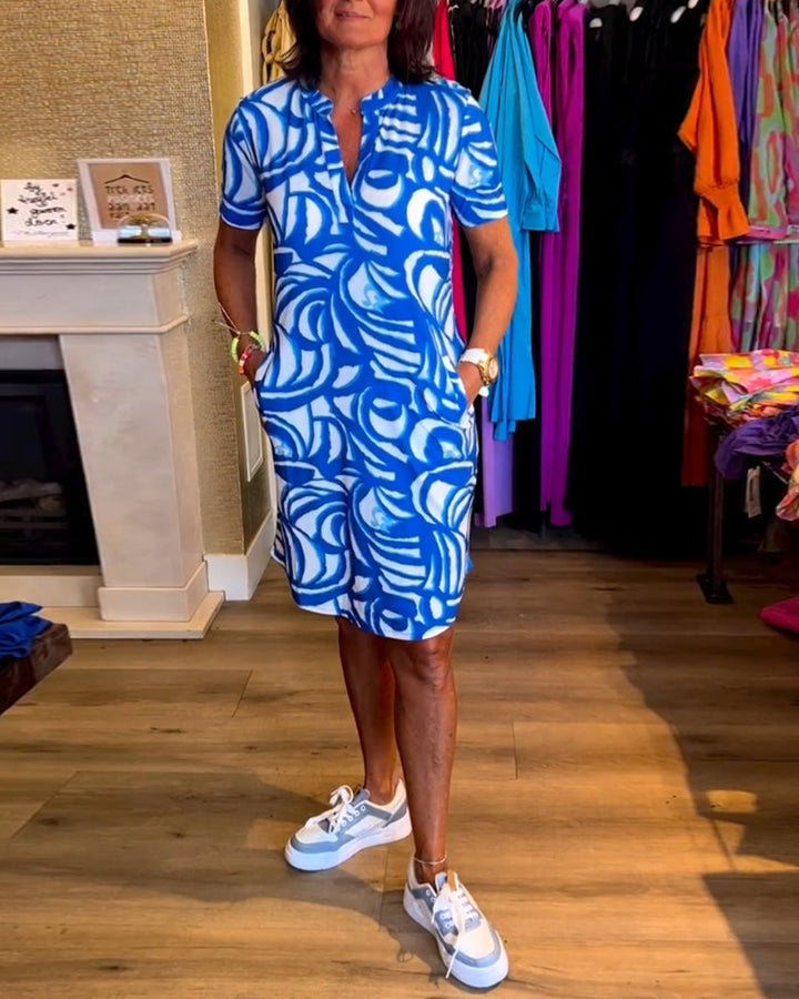 Maureen Printed Short-Sleeve Dress