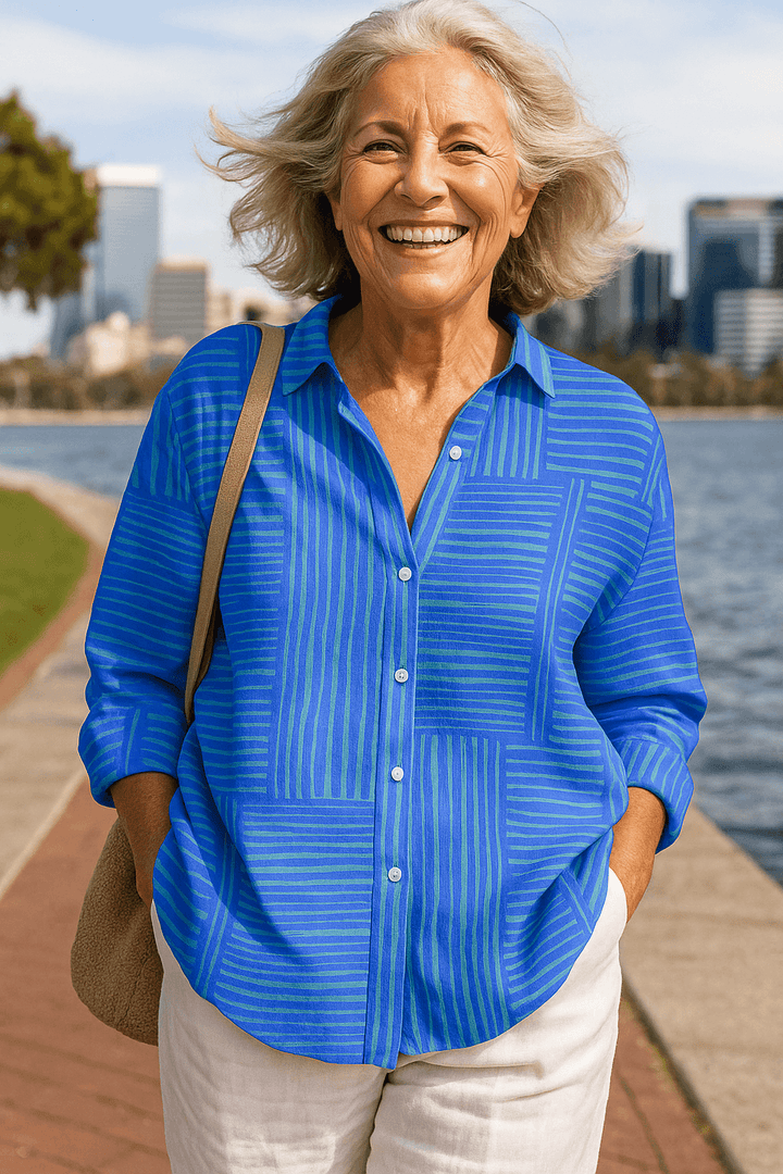 Feline | Azure Striped Blouse