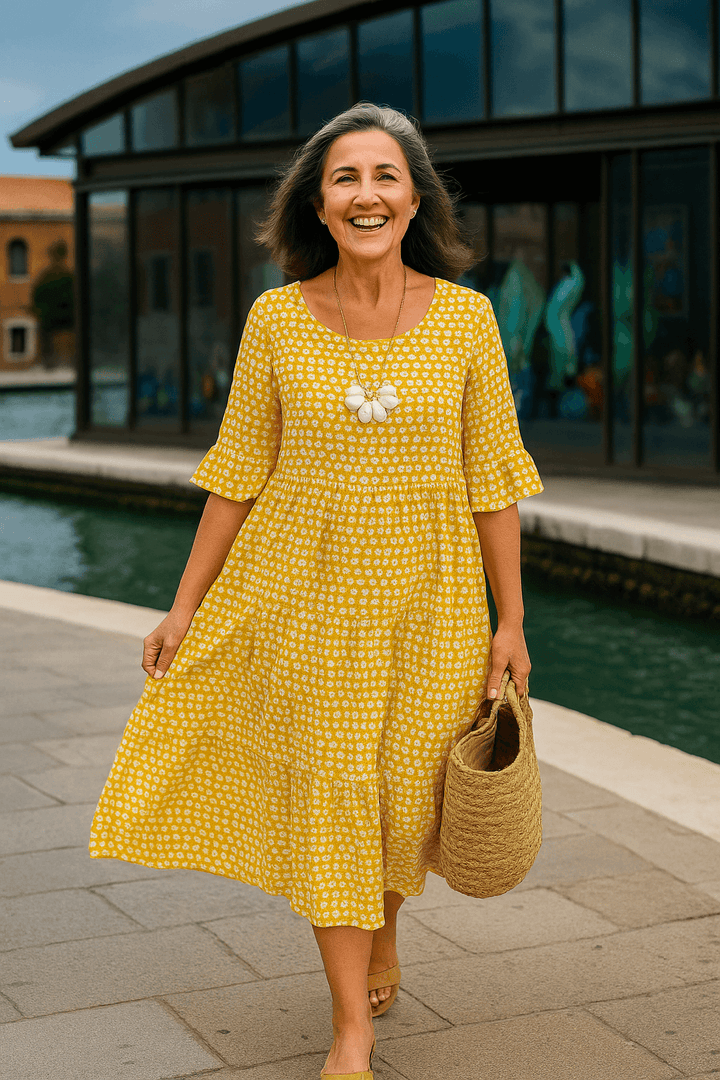 Zora | Sable Midi Dress with Short Sleeves