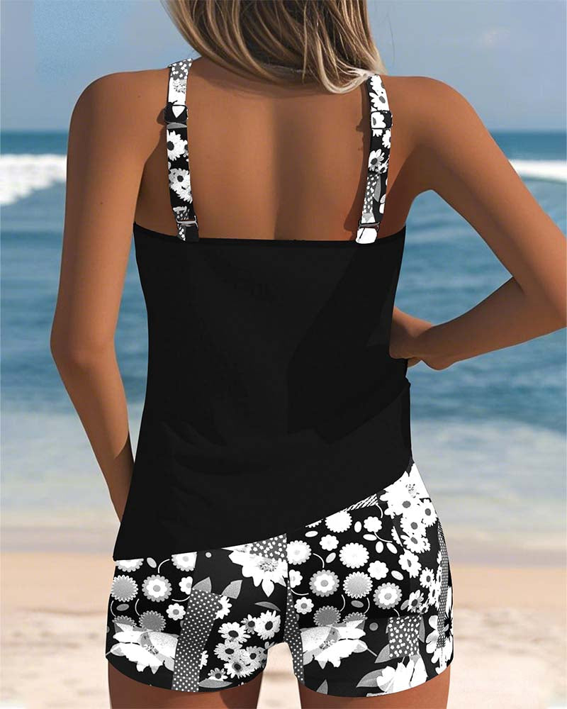 Lynne - Floral Print Two-Piece Swimsuit Set