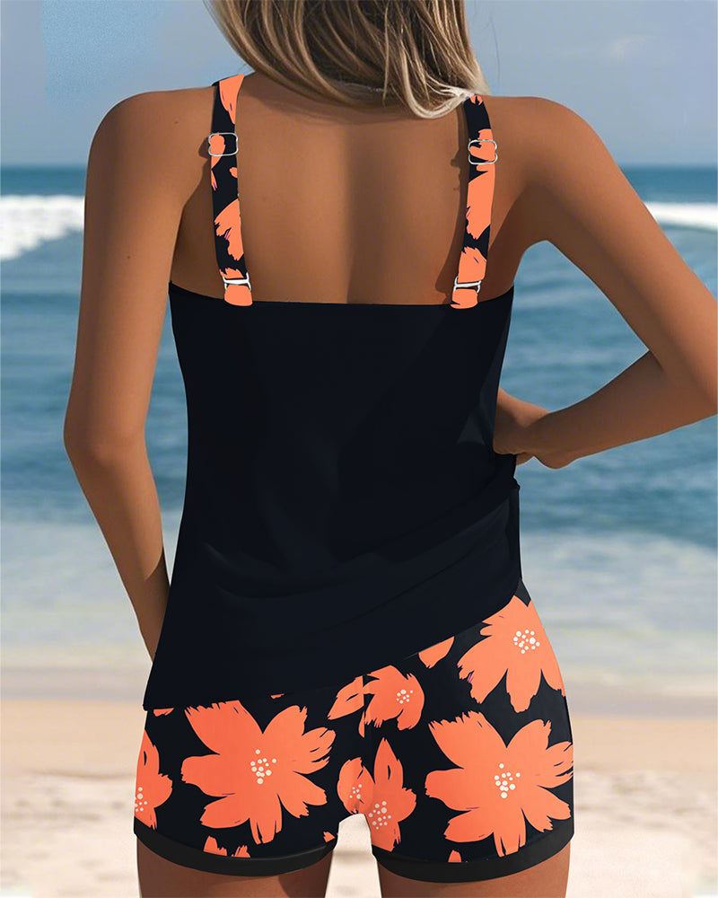Judith - U-Neck Sleeveless Printed Swim Tank