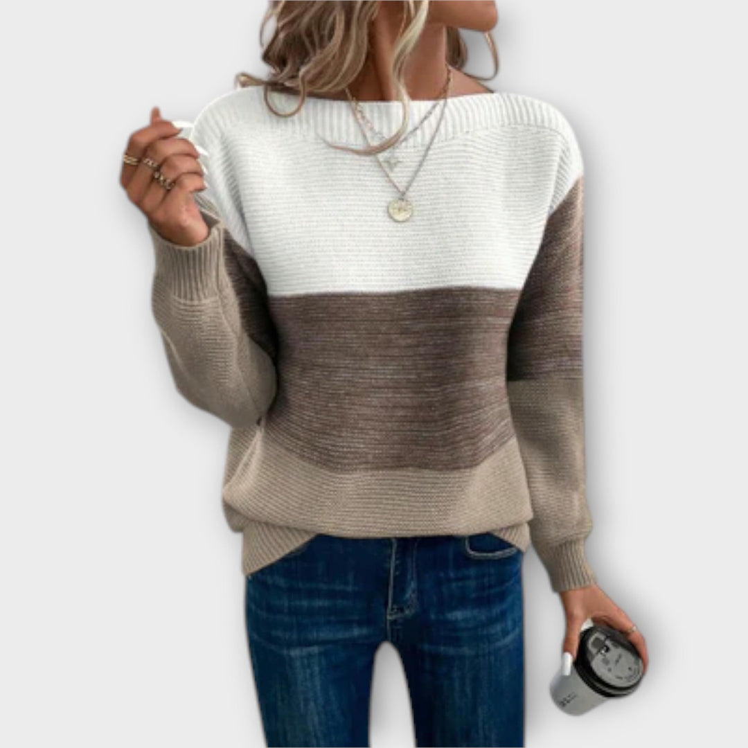 Kaye | Elegant Three-Colour Patchwork Sweater