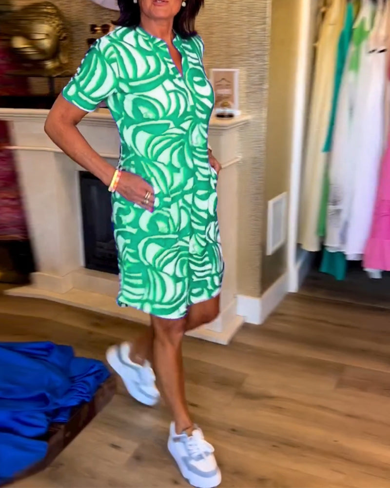 Maureen Printed Short-Sleeve Dress