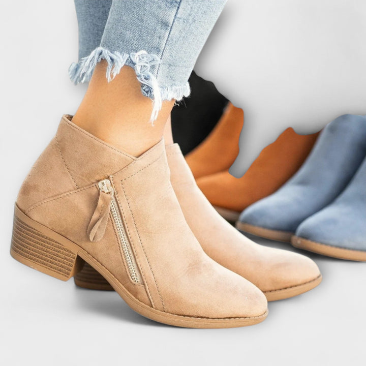 Larisa™ – Block Heel Suede Ankle Boots
