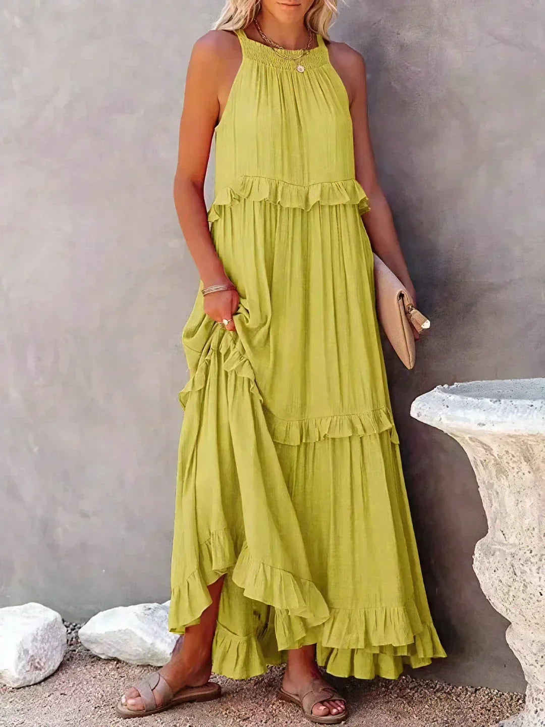 Robyn - Ruffled Halter Maxi Dress