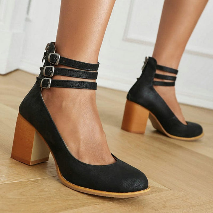 Jadara Triple Buckle Artisanal Heels