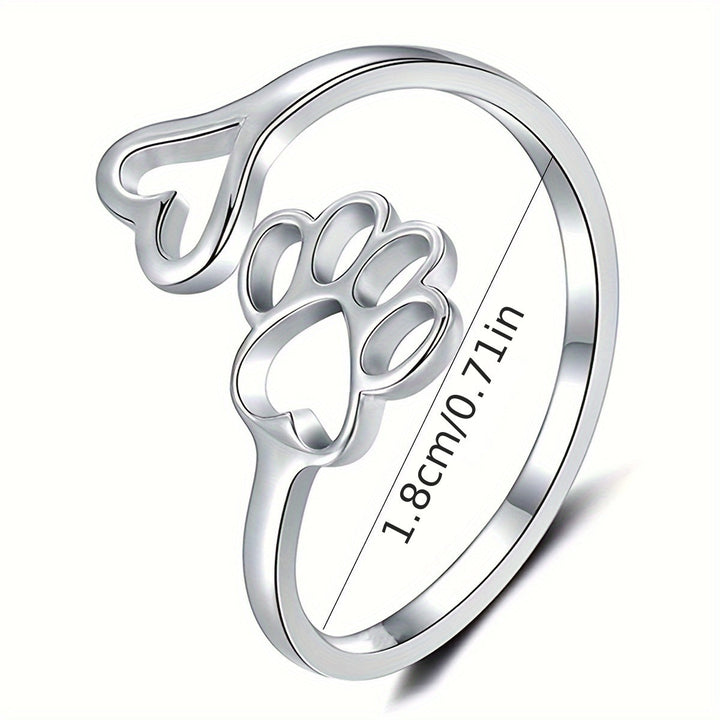 Paw & Heart Ring in Sterling Silver in Rosendal