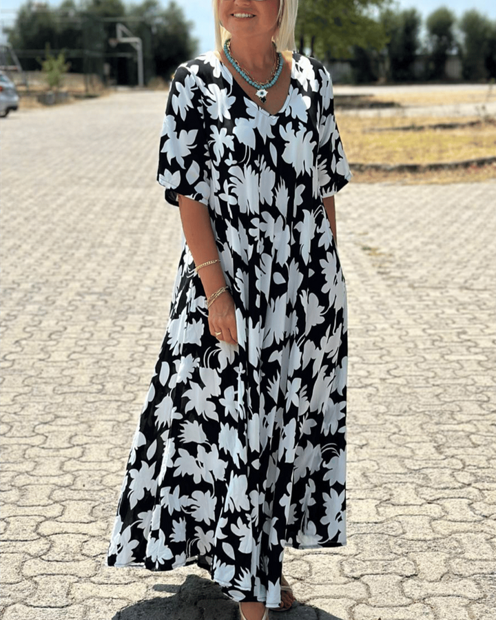 Gómez - Casual Long Dress with Floral Print