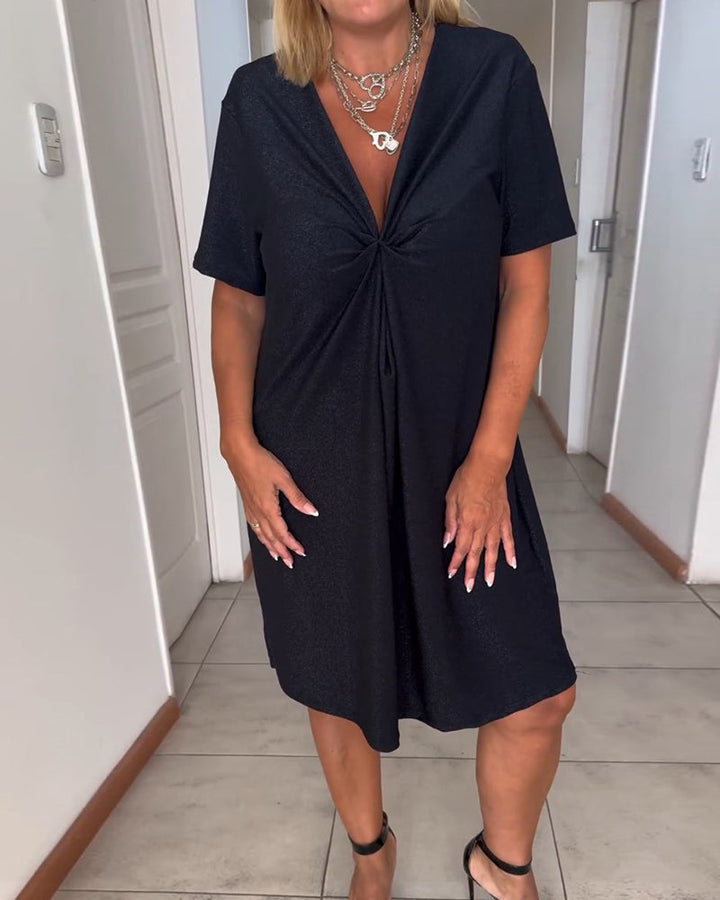 Mila | Short-Sleeve V-Neck Twist Dress