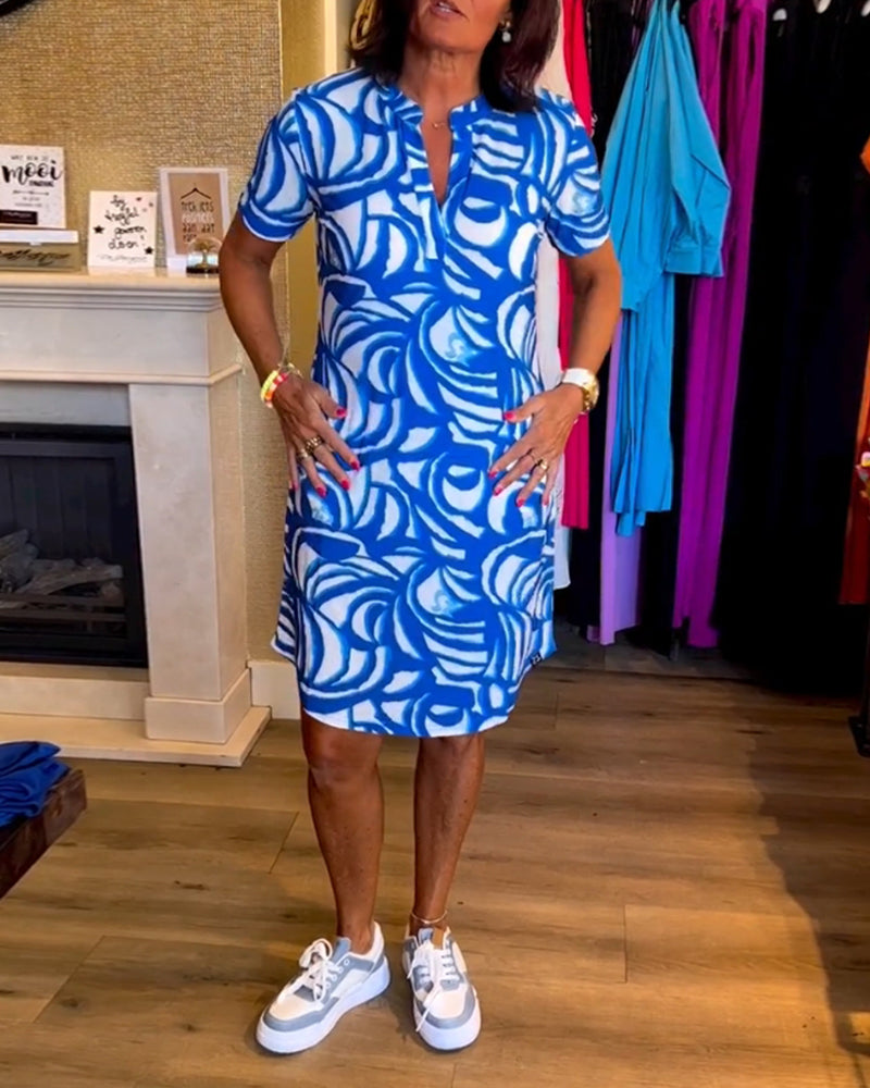 Maureen Printed Short-Sleeve Dress