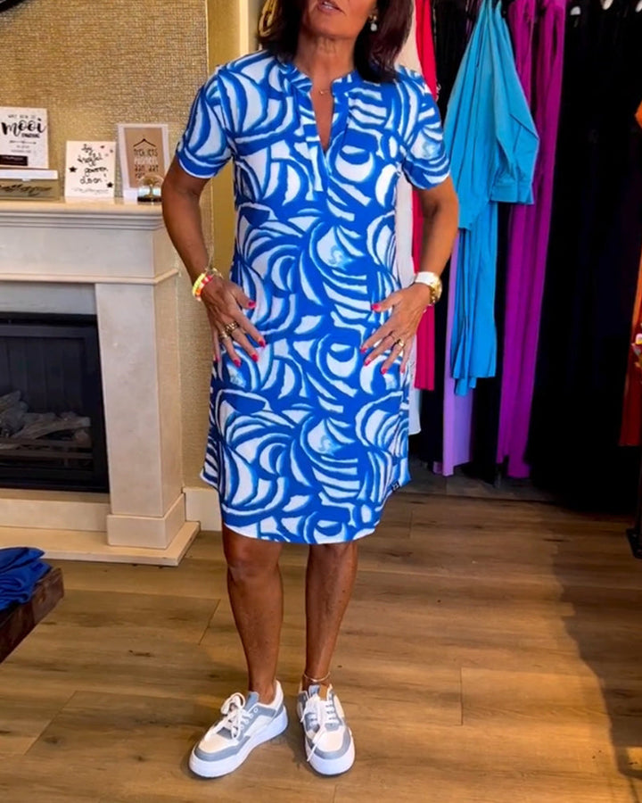 Maureen Printed Short-Sleeve Dress