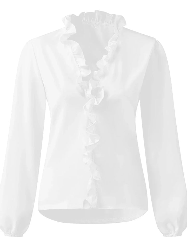 Maisie | Long Sleeve Blouse with Ruffled V-Neck