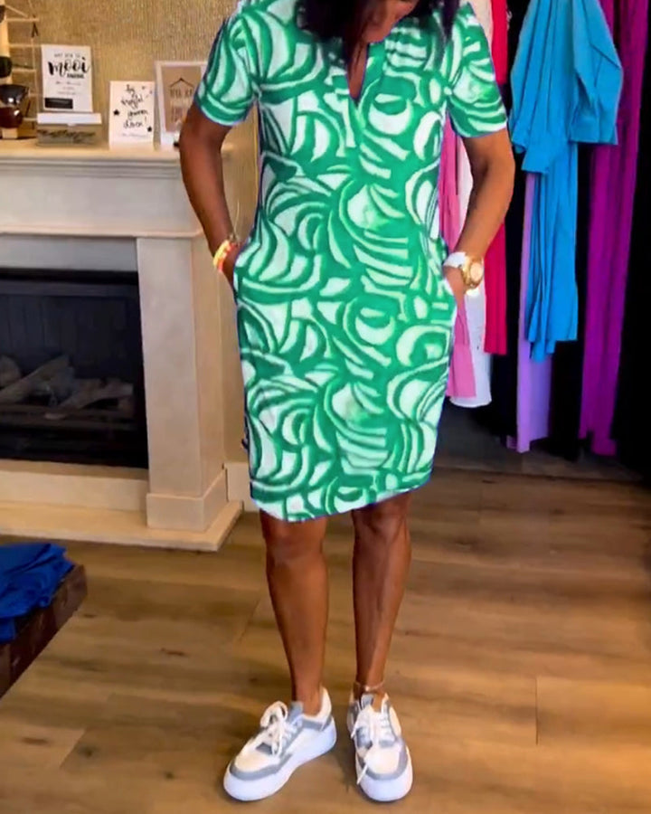 Maureen Printed Short-Sleeve Dress