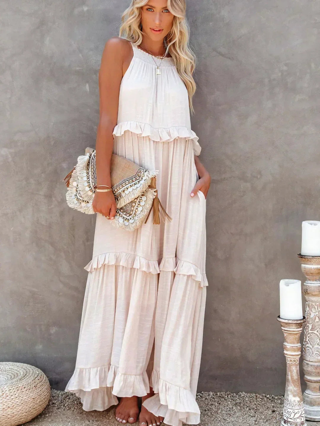Robyn - Ruffled Halter Maxi Dress