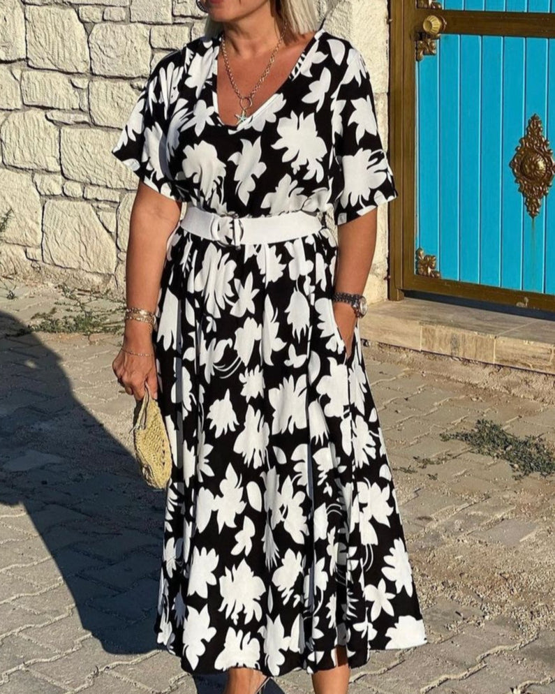 Gómez - Casual Long Dress with Floral Print