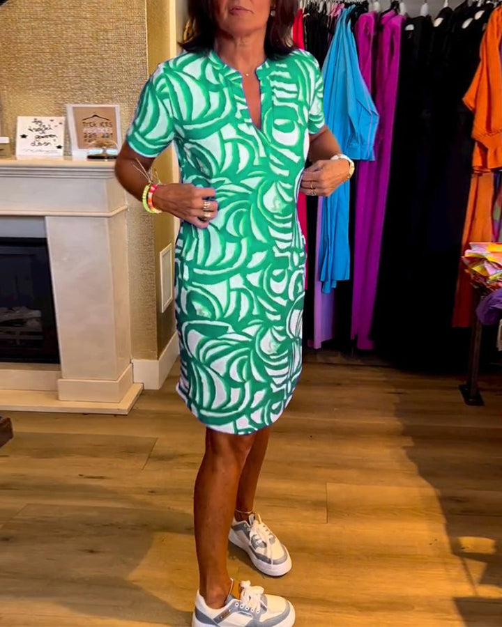 Maureen Printed Short-Sleeve Dress