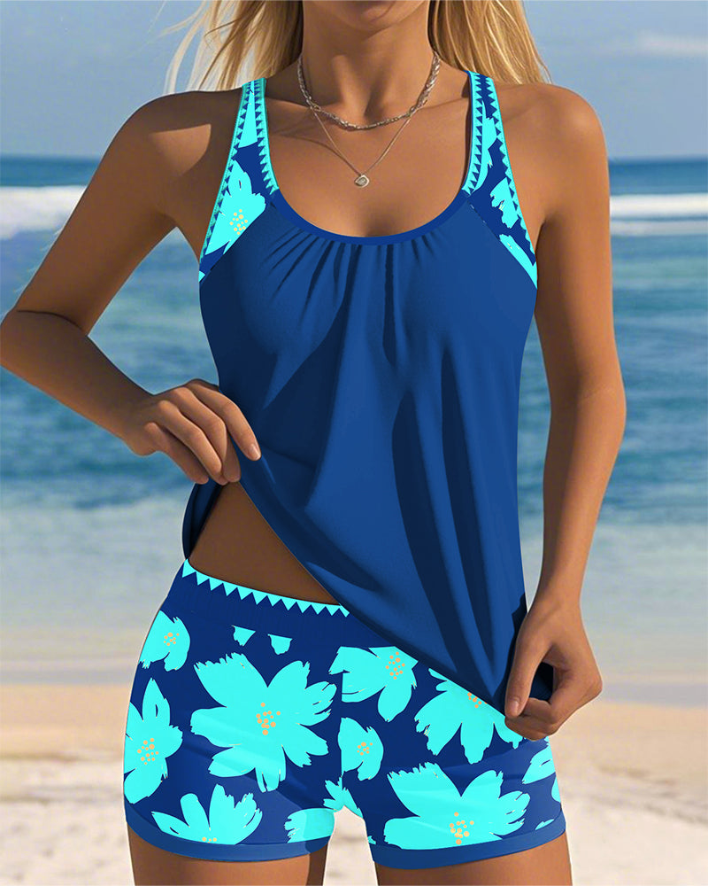 Judith - U-Neck Sleeveless Printed Swim Tank