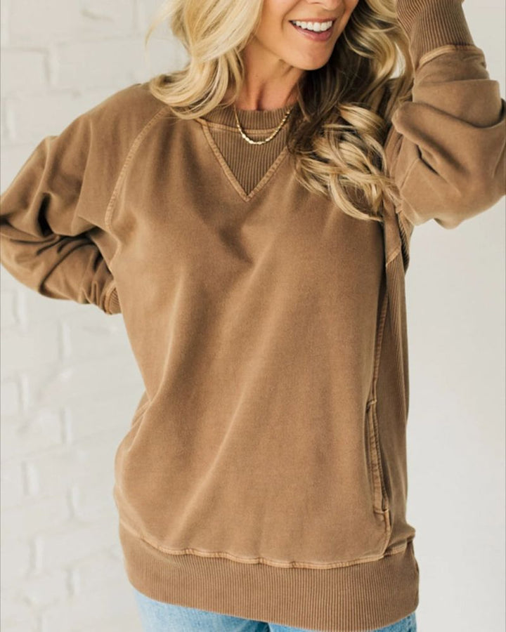 Elina | Ribbed Pocketed Pullover