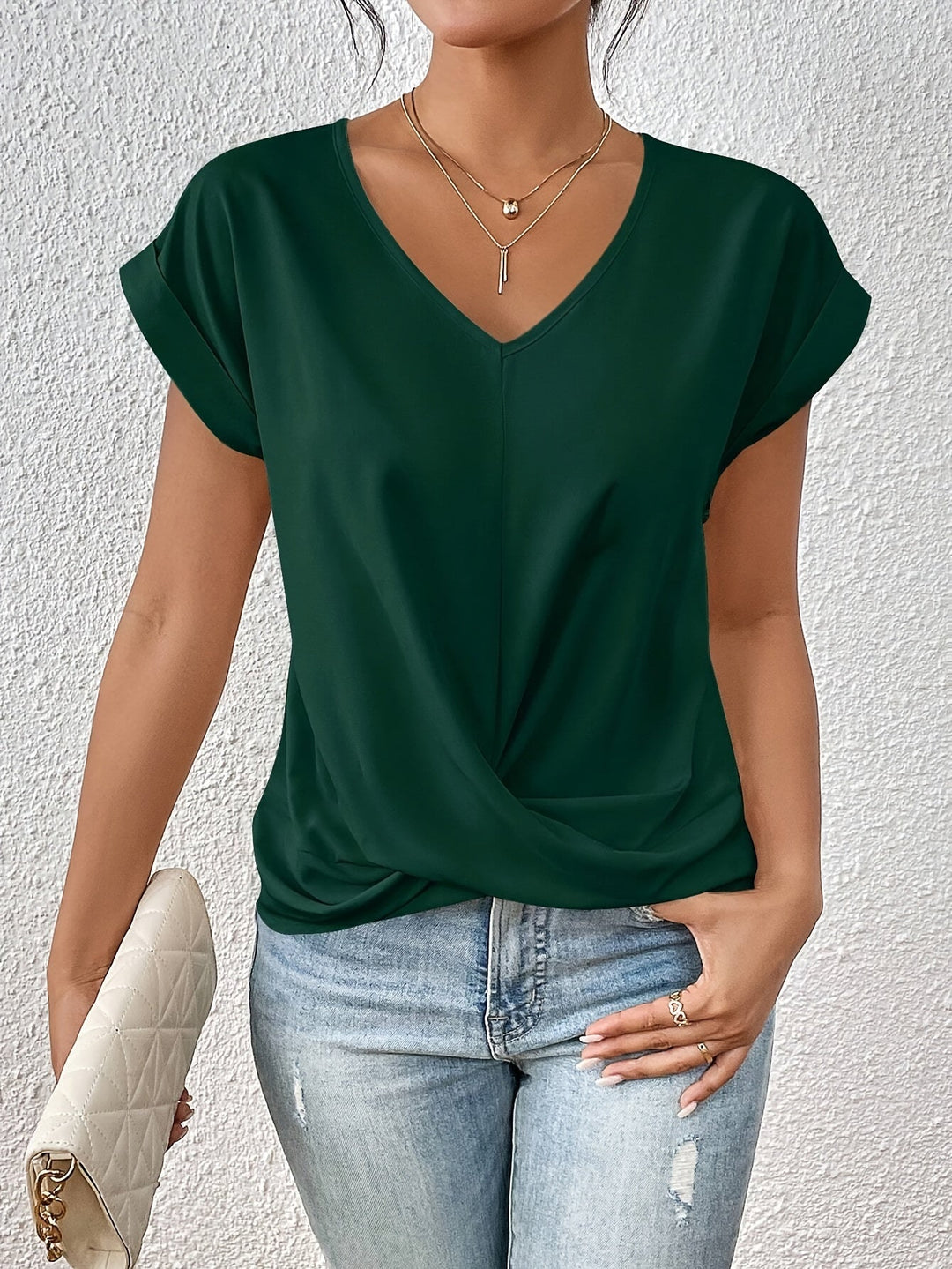 Liana | Elegant Soft Drape Twist-Front Top - Flattering and Comfortable
