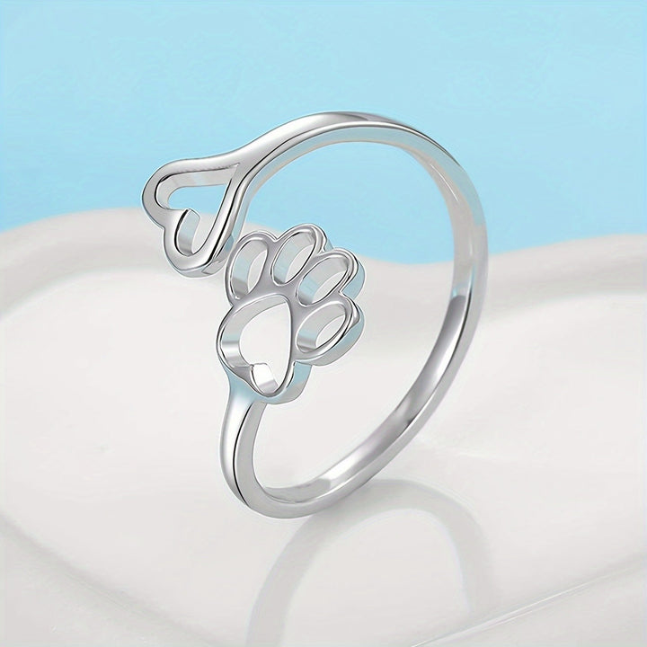 Paw & Heart Ring in Sterling Silver in Rosendal