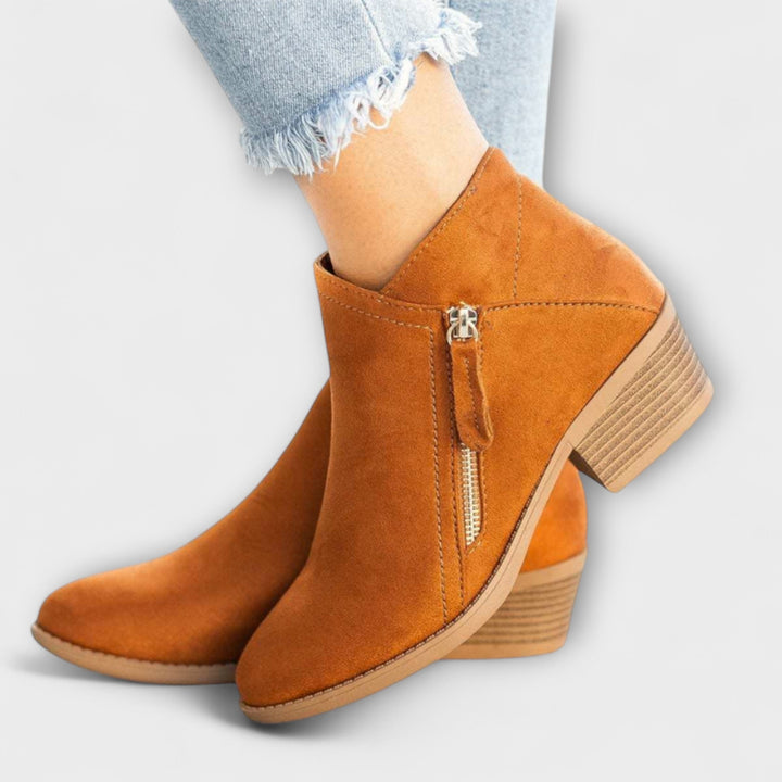 Larisa™ – Block Heel Suede Ankle Boots