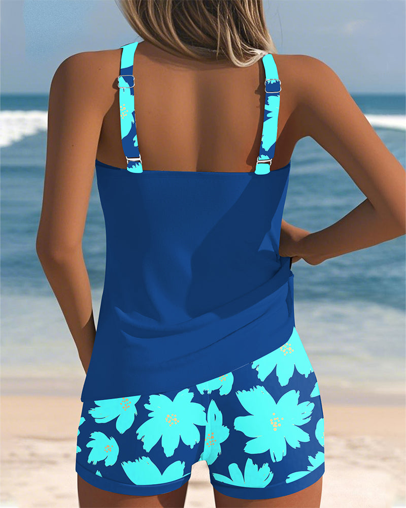 Judith - U-Neck Sleeveless Printed Swim Tank