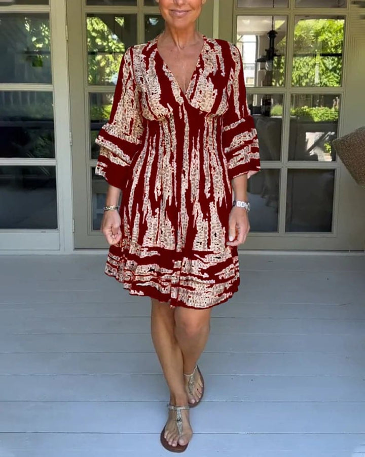 New Mikalya | 2025 Stylish V-Neck Dress with Three-Quarter Sleeves