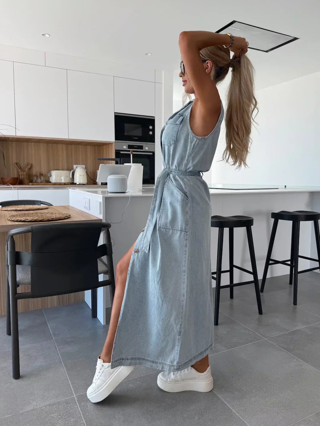 Jeanina | Long Denim Maxi Dress