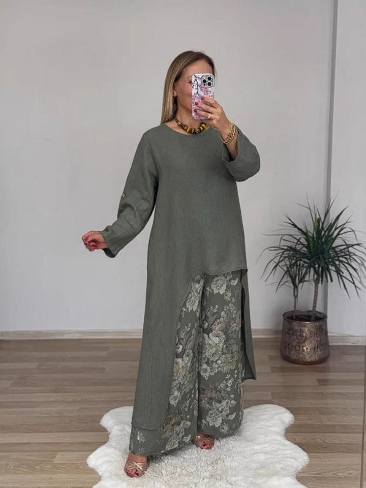 Evangelista™ | Long-sleeved Top And Printed Pants Set