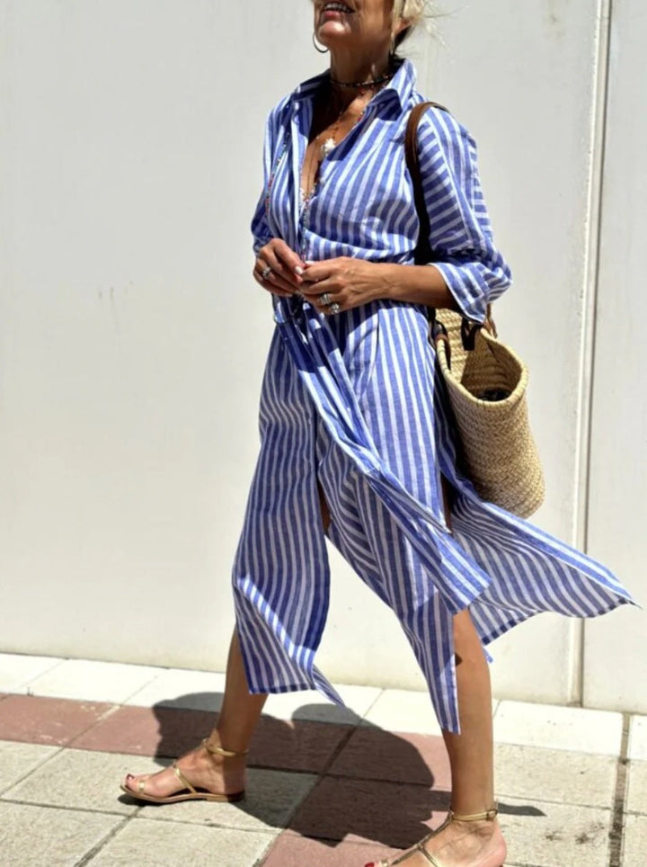 Mona Stripe: Chic Shirtdress